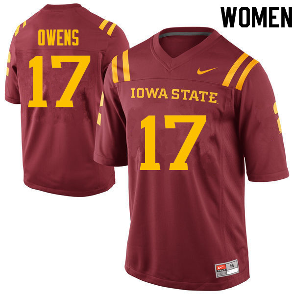 Iowa State Cyclones Women's #17 Garrett Owens Nike NCAA Authentic Cardinal College Stitched Football Jersey BM42Y20MI
